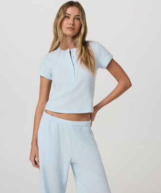 Vuori Clothing Short Sleeve Waffle Baby T-Shirt | Soft Sky | XS, Size Extra Small