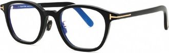 Tom Ford Eyeglasses Round Full Rim, Transparent Yellow Frame And Clear Blue Light Block Lens Ft5858-D-B039