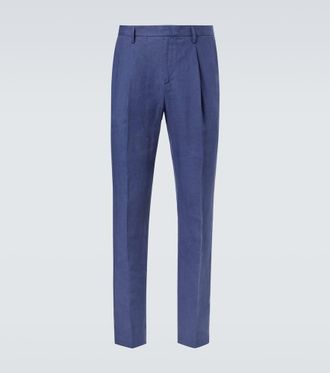 Sunspel Pleated linen straight pants