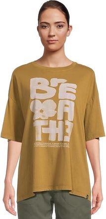 Prana Everyday Graphic Oversized T-Shirts Womens Clothing Retro Olive / Luminous Breathe : LG, Cotton