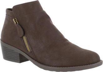 Easy Street Womens Easy Street Gusto Bootie Brown Leather Side Zip Ankle Boots ZAP2169
