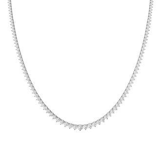 Diamond2Deal 14K White Gold 5CT Round Lab Grown Diamond. 4 Prong Lightweight Graduated Necklace (E-F, VS1-VS2)
