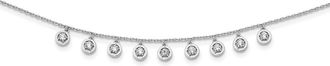 Diamond2Deal Sterling Silver 11 Stone 11 Station Cubic Zirconia Necklace 18