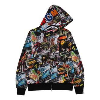 A Bathing Ape Flyer Pattern Shark Full Zip Hodie Multicolor 1K70-115-004