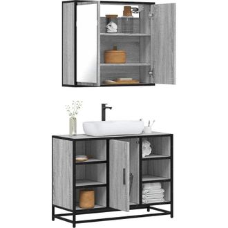 vidaXL 2 Piece Bathroom Furniture Set Grey Sonoma Engineered Wood vidaXL