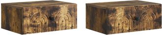 vidaXL Mesita De Noche De Pared 2 Uds. Roble Ahumado 49 X 34,5 X 20 Cm Vidaxl