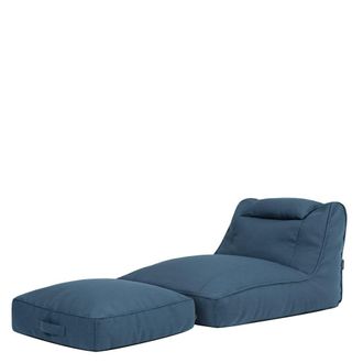 Icon Brand Set puf sof&aacute; y coj&iacute;n de suelo en olefina impermeable azul denim