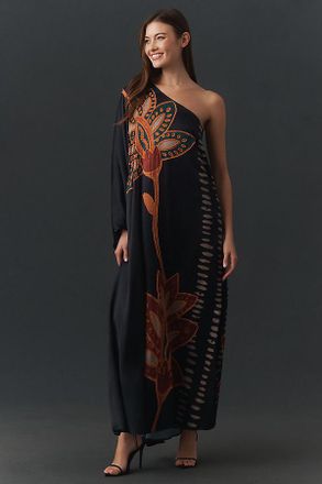 Diarrablu Satu Embroidered Long-Sleeve One-Shoulder Maxi Dress
