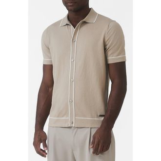 Mauvais Luciano Slim Knit Shirt in Medium Beige at Nordstrom, Size Xx-Large