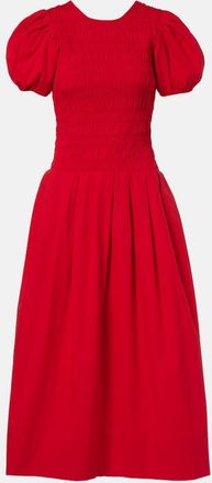 Ganni Vestido midi de popel&iacute;n en mezcla de algod&oacute;n
