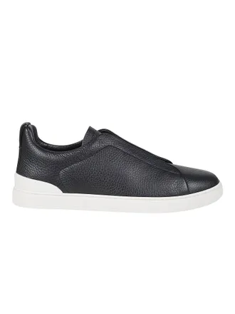Ermenegildo Zegna Triple Stitch Low-Top Rubber Sole Bovine Leather Sneakers