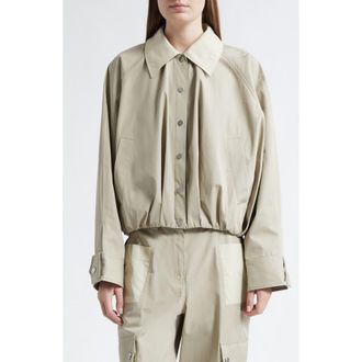 3.1 Phillip Lim Snap Front Cotton Blouson Bomber Jacket in Khaki-Birch at Nordstrom, Size X-Small