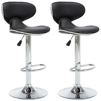 vidaXL Taburetes De Cocina 2 Unidades Cuero Sint&eacute;tico Negro Vidaxl