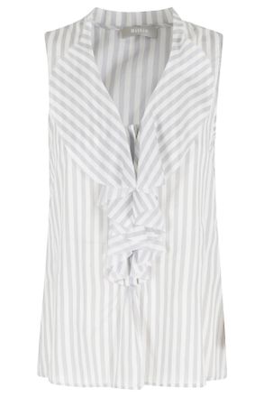 Kiltie Gray Yvette Ruffled V-Neck Cotton Top