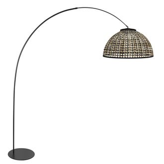 Anne Lighting L&aacute;mpara De Pie - Natural Negro - Curve - Bamb&uacute; Metal - L&aacute;mpara De