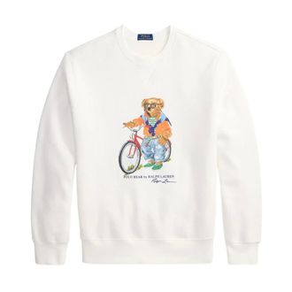 Polo Ralph Lauren Hoodies & sweatvesten, Heren, Wit, M, Katoen, Bear Fiets Grafische Sweater