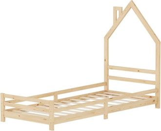 ML Design Ml-design - Cama Infantil con Forma de Casita 90 x 200 cm de Madera de Pino Color Natural, Cuna Individual para Niño con Somier de Láminas y Diseño