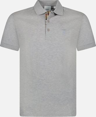 Burberry Mens Burberry Eddie TB Check Placket Polo-Shirt Grey - Size: 2XL