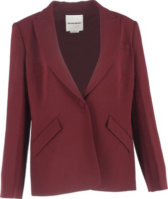 Roland Mouret Cady Single-Breasted Blazer in Burgundy Acetate