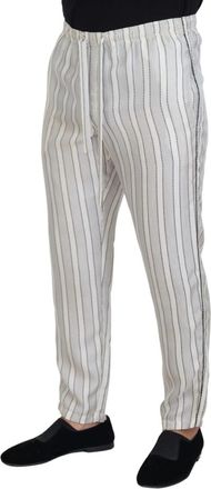 Dolce & Gabbana Mens Striped Silk Trouser White