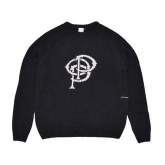Pop Trading Company Hoodies & sweatvesten, Heren, Zwart, L, Gebreide Crewneck Sweater