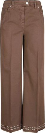True Royal Wijde broek - Dames - Wijde Broeken - Bruin - M - Katoen - Broeken
