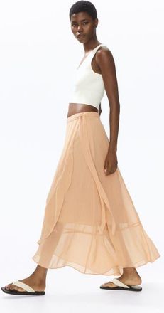 H&M Flounced Wrap Skirt in Light Dusty Orange at Nordstrom, Size X-Small