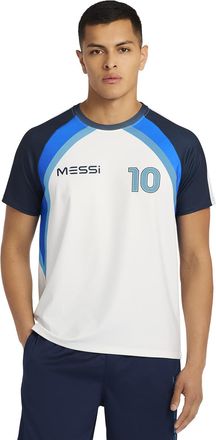 Messi Mens Heatwave Tee, Lifestyle Short Sleeve T-Shirt, Standard Fit with Graphic, Bright White, Medium