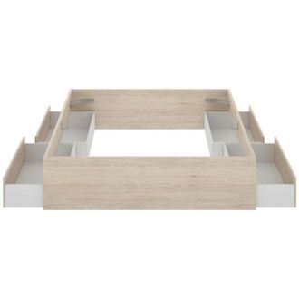 Dmora Dmora - Letto alla francese Orlene, Sommier per camera da letto, Giroletto per stanza, Struttura porta materasso, 149x195 h39 cm, Rovere