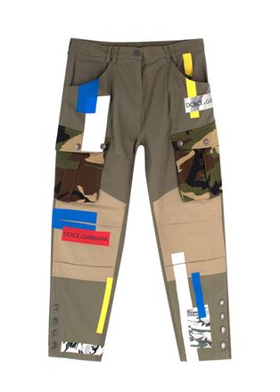 Dolce & Gabbana Khaki Patchwork Cargo Trousers Size S