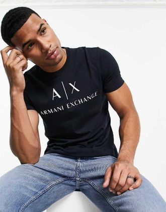 A|X Armani Exchange T-shirt blu navy con logo