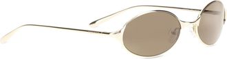 Alexander McQueen Womens Neo Oval Sunglasses Gold-Gold-Brown Metal Gold/gold/brown
