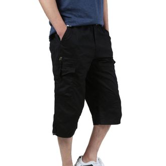 Generic Mens Cargo Combat Shorts 3/4 Length with Multi Pockets Elasticated Waist Small to 5XL 3/4 Long Summer Shorts Three Quarter Cargo Pockets Soft Lightwei