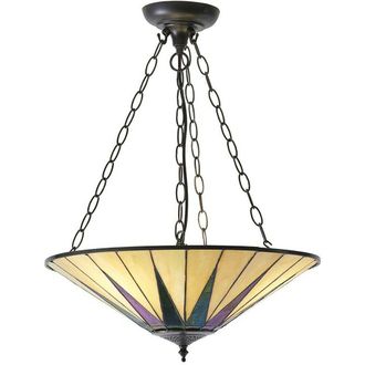 Loops Tiffany Glass Hanging Ceiling Pendant Light Dark Bronze 3 Lamp Shade i00096 in Clear