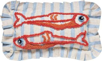 Peking Handicraft Coastal Sardines Tufted Hook Pillow