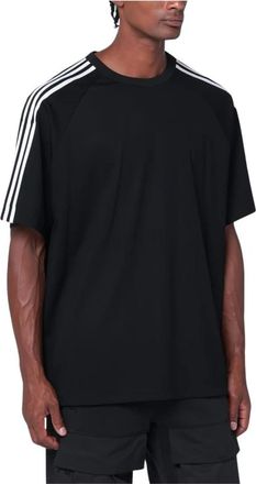 Yohji Yamamoto T-Shirts, male, Black, Size: XL Short Sleeve Tee 3-Stripes