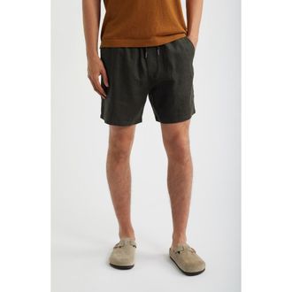 Nn.07 1454 Gregor Linen Drawstring Shorts in Dark Army at Nordstrom, Size Xx-Large