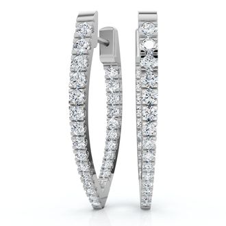 Pompeii3 90Ct Diamond Hoops Inside Outside Gold Lab Grown 1 Tall