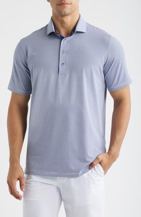 Greyson Saranac Stripe Performance Golf Polo in Arctic/Falcon at Nordstrom, Size Xx-Large
