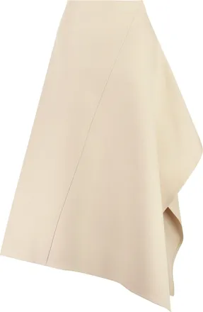 Bottega Veneta Womens Cotton Midi Skirt Beige