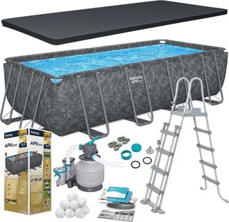 Bestway Kit Piscina Fuera De Tierra Tubular Bestway - Apx 365 - 549 X 274 X 132 Cm - Rectangular (filtro De Arena, 250g Polysphere, Escalera)