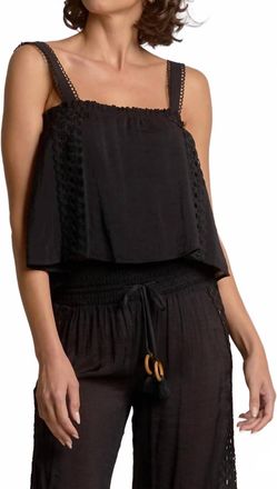 Elan Vina Eyelet Top In Black