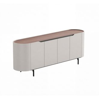 Pondecor Interiorismo Aparador de 4 puertas batientes crema mate y nogal 200x43x76cm
