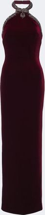 Self Portrait Embellished halterneck velvet gown