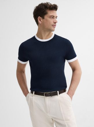 Le 31 Mens Trimmed ribbed sweater