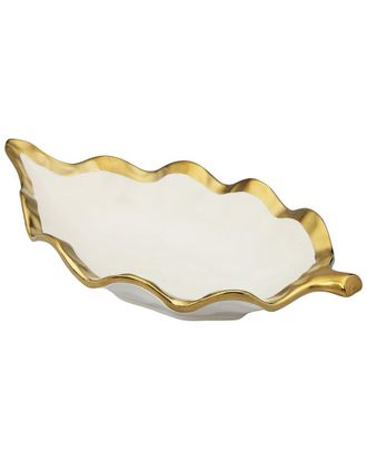 Alice Pazkus Porcelain Leaf Dish Bowl with Rim
