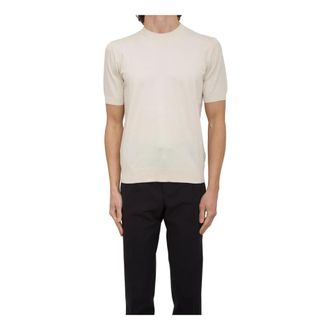 Paolo Pecora Round-neck Knitwear, male, Beige, XL, Crew Neck Shirt in Cream