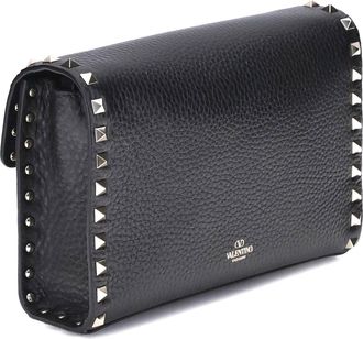 Valentino Garavani Womens Small Shoulder Bag Rockstud Black Leather Calf
