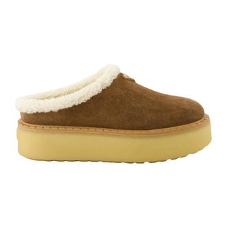 Prada Mules, female, Brown, Size: 6 US Beige Fur-Lined Mules