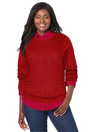 Jessica London Cable Crewneck Sweater at Nordstrom, Size Large